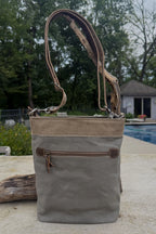 Vintage Military Tent Crossbody Bag – Durable, Eco-Conscious, with Leather Accents & Stainless Steel Hardware - DharmaObjects