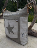 Star Crossbody Upcycled Military Canvas Bag - DharmaObjects