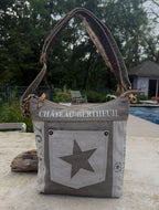 Star Crossbody Upcycled Military Canvas Bag - DharmaObjects