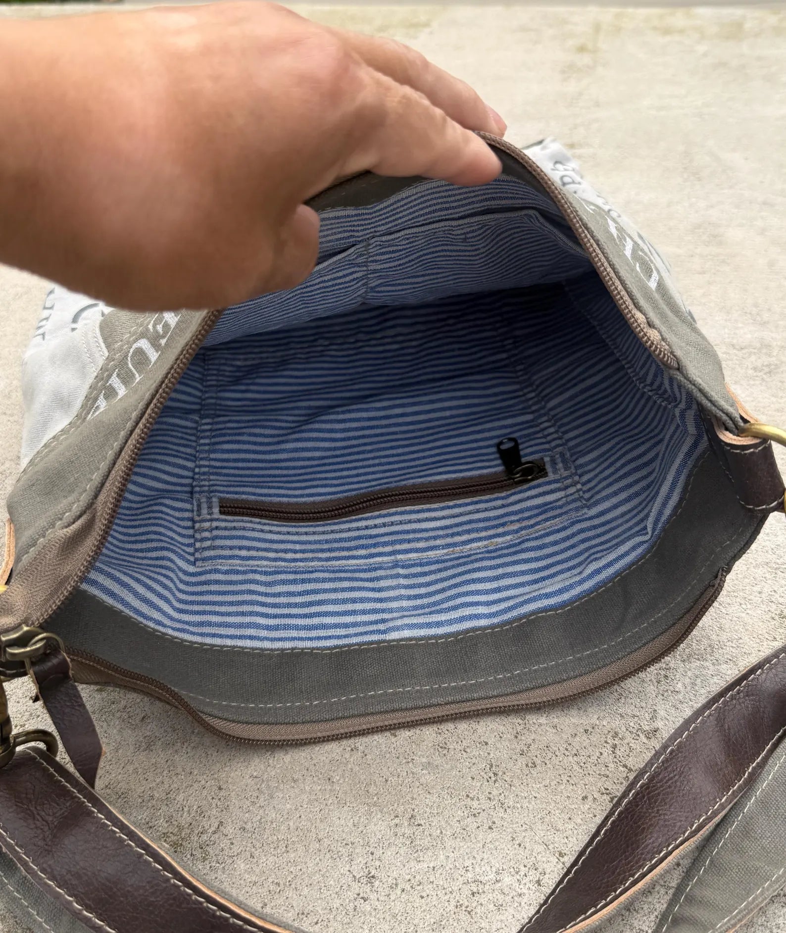 Star Crossbody Upcycled Military Canvas Bag - DharmaObjects