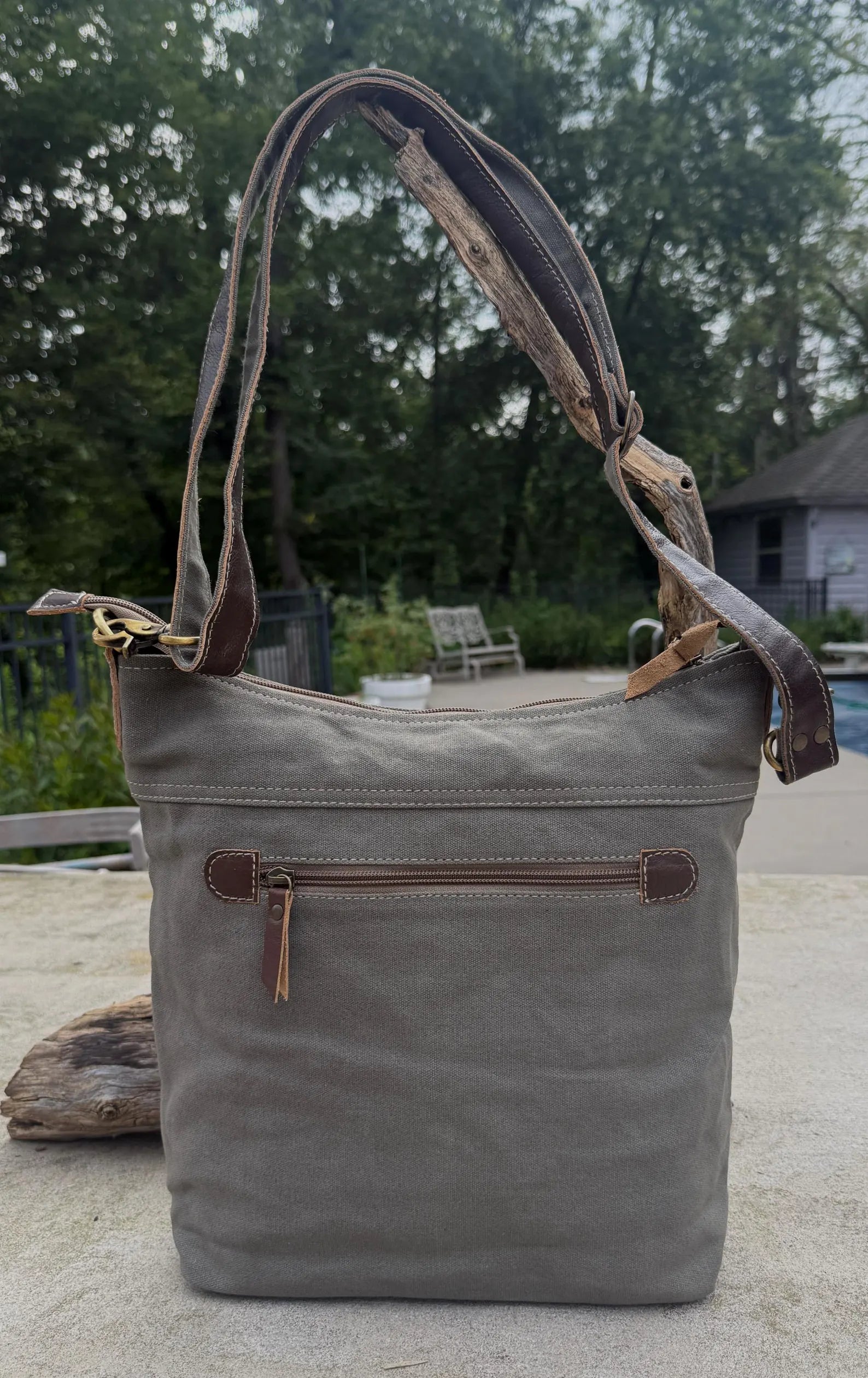 Star Crossbody Upcycled Military Canvas Bag - DharmaObjects