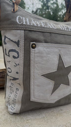 Star Crossbody Upcycled Military Canvas Bag - DharmaObjects