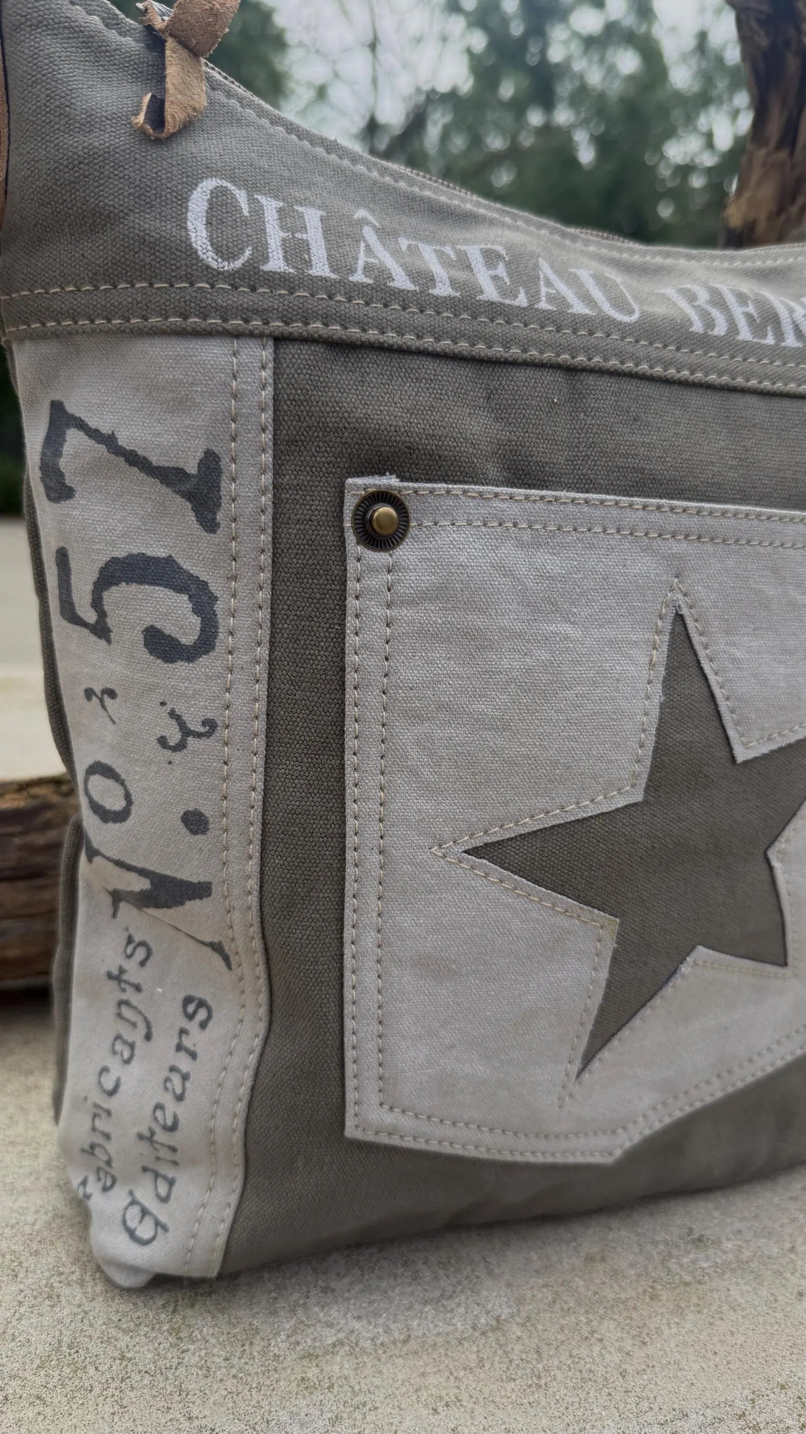 Star Crossbody Upcycled Military Canvas Bag - DharmaObjects