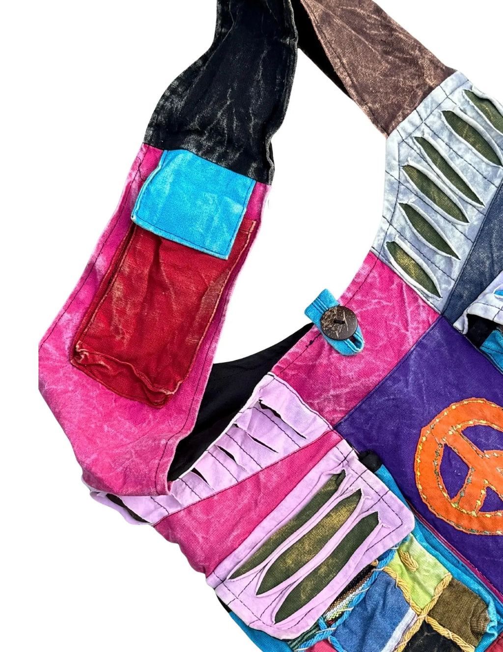 Bohemian Handmade Cotton Crossbody Bag | Slouchy Hobo Sling | Hippie Shoulder Bag