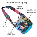 Bohemian Handmade Cotton Crossbody Bag | Slouchy Hobo Sling | Hippie Shoulder Bag