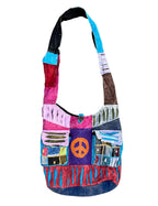 Bohemian Handmade Cotton Crossbody Bag | Slouchy Hobo Sling | Hippie Shoulder Bag