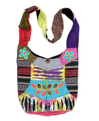 Bohemian Handmade Cotton Crossbody Bag | Slouchy Hobo Sling | Hippie Shoulder Bag