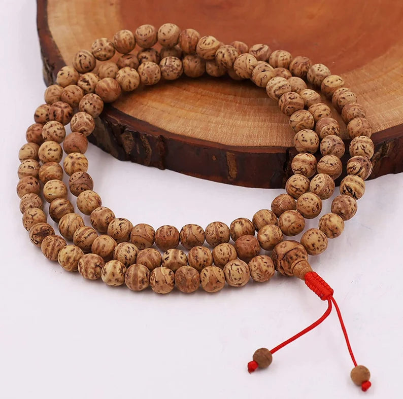 Tibetan Buddhist Meditation Bodhi Seed Mala / Rosary 108 Beads With Free Pouch