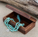 Turquoise 108 Beads Knotted Mala Prayer Meditation Yoga Chakra With Free Wooden Gift Box - Fast Shipping - DharmaObjects