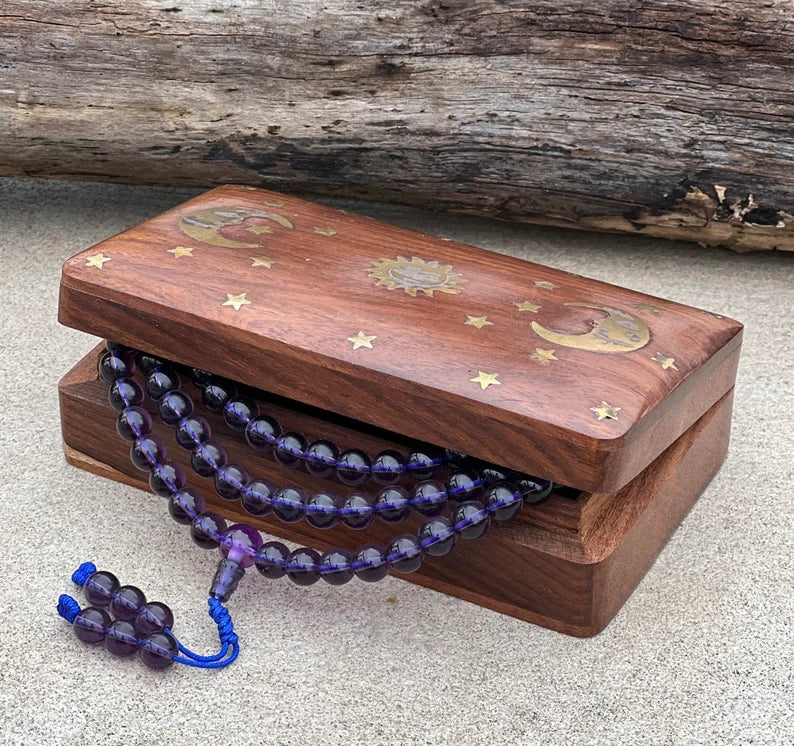 Premium Glass 108 Beads Mala Meditation Yoga Prayer Beads With Free Box - Fast Shipping