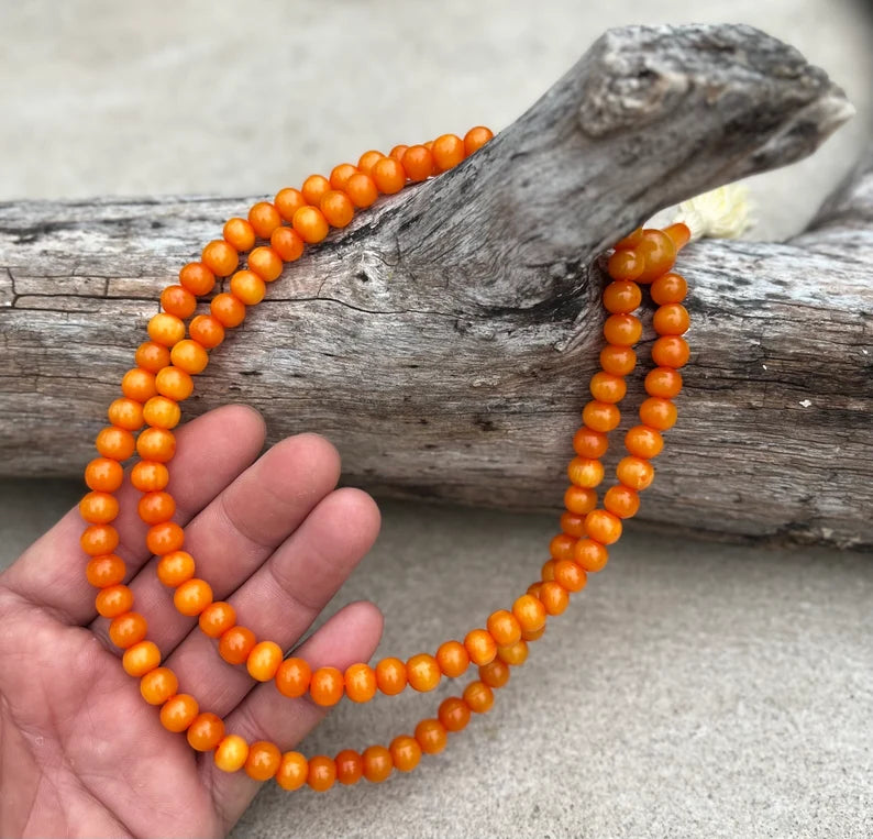 Tibetan Buddhist Copal Honey Amber 108 Beads Mala Prayer Beads Free Silk Mala Pouch