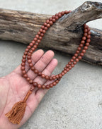 Tibetan Gold Stone Sand Stone 108 Beads Mala Rosary Meditation Yoga - Free Mala Pouch - DharmaObjects
