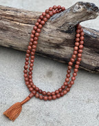 Tibetan Gold Stone Sand Stone 108 Beads Mala Rosary Meditation Yoga - Free Mala Pouch - DharmaObjects