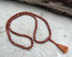 Tibetan Gold Stone Sand Stone 108 Beads Mala Rosary Meditation Yoga - Free Mala Pouch - DharmaObjects
