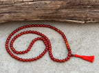 Tibetan Carnelian 108 Beads Mala Meditation Yoga With 3 Marker and Guru Bead With Free Silk Mala Pouch - DharmaObjects