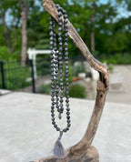 Labradorite Mala 108 Beads – Hand Knotted Gemstone Meditation Prayer Necklace