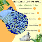 Natural Himalayan Crystal Hand Knotted Mala, Rosary 108 Beads, Japa Mala, Meditation Mala, Mala Necklace, Free Silk Pouch
