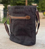 Repurposed And Upcycled Military Tent Crossbody Bag – Eco-Friendly, Durable, Genuine Leather & Brass Hardware - DharmaObjects