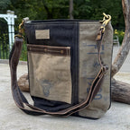 Repurposed And Upcycled Military Tent Crossbody Bag – Eco-Friendly, Durable, Genuine Leather & Brass Hardware - DharmaObjects