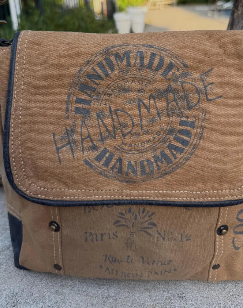 Upcycled Military Tent Canvas Bag - DharmaObjects