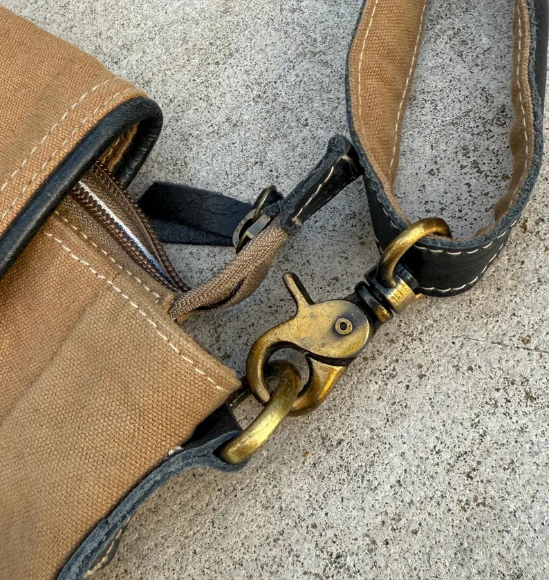 Upcycled Military Tent Canvas Bag - DharmaObjects