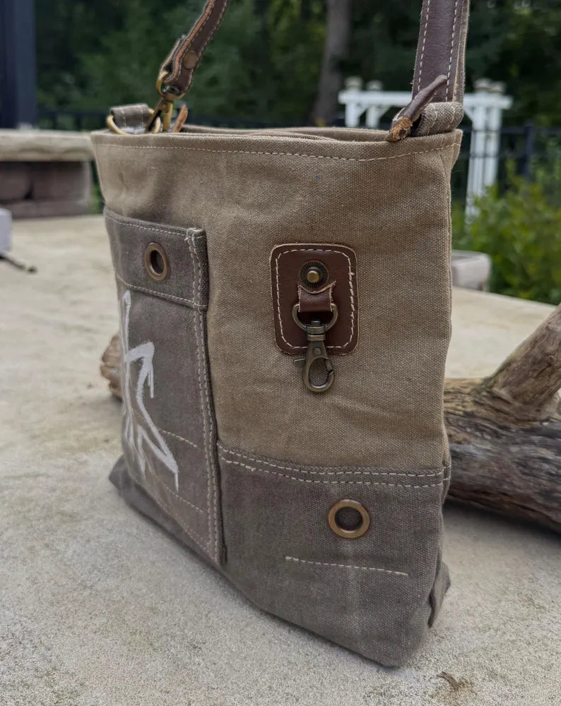 Graffiti Art Star Upcycled Military Canvas Bag - DharmaObjects