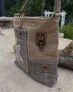 Graffiti Art Star Upcycled Military Canvas Bag - DharmaObjects