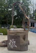 Graffiti Art Star Upcycled Military Canvas Bag - DharmaObjects