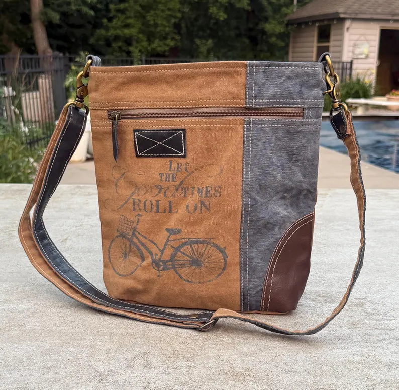 Upcycled Bicycle Military Canvas Bag - DharmaObjects
