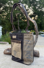 Repurposed And Upcycled Military Tent Crossbody Bag – Eco-Friendly, Durable, Genuine Leather & Brass Hardware - DharmaObjects