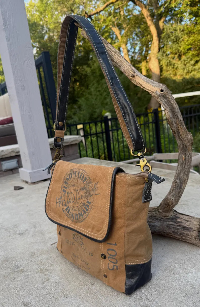 Upcycled Military Tent Canvas Bag - DharmaObjects