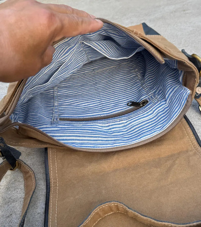 Upcycled Military Tent Canvas Bag - DharmaObjects