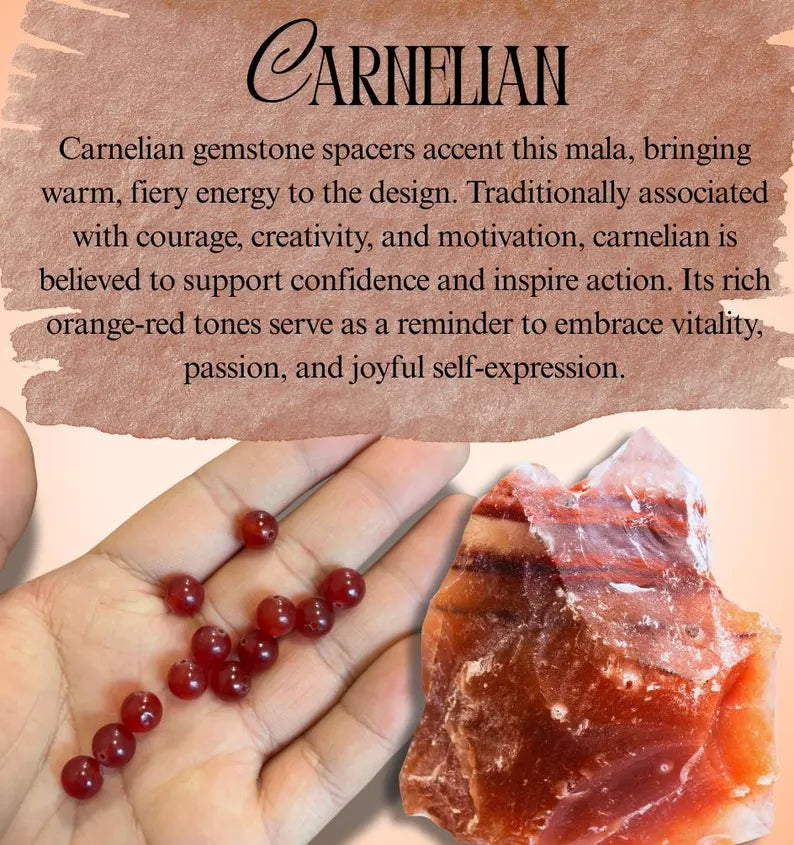 Sandalwood Carnelian Mala - DharmaObjects