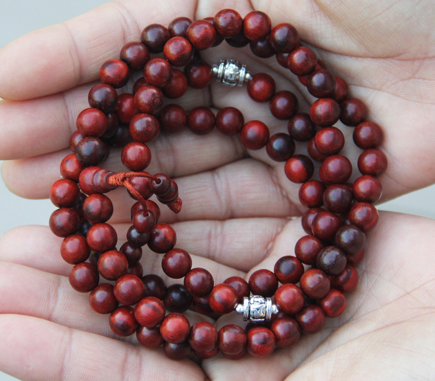 Tibetan Buddhist Genuine Rosewood Mala / Rosary 108 Beads / Free Silk Pouch