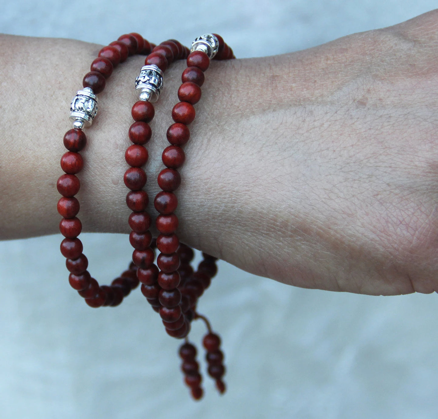 Tibetan Buddhist Genuine Rosewood Mala / Rosary 108 Beads / Free Silk Pouch