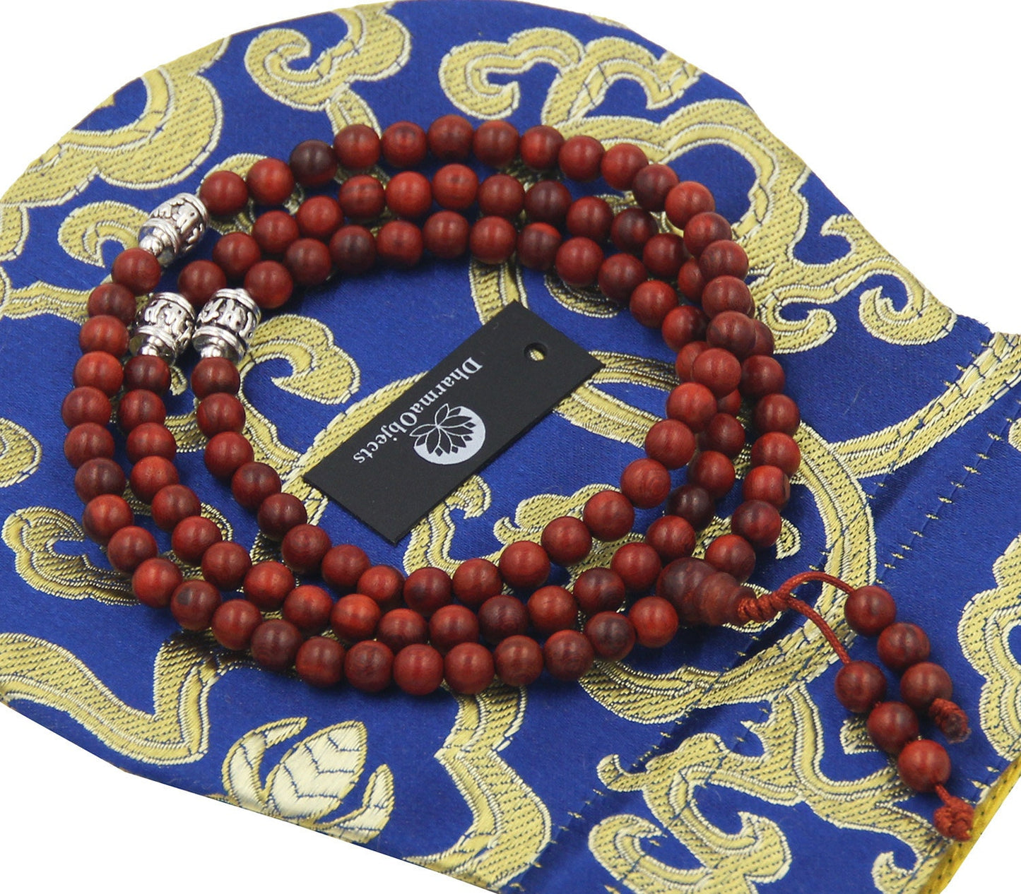 Tibetan Buddhist Genuine Rosewood Mala / Rosary 108 Beads / Free Silk Pouch