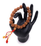 Light Color Rudraksha 18 Beads Wrist Mala Bracelets Multi Color Tassel Free Pouch