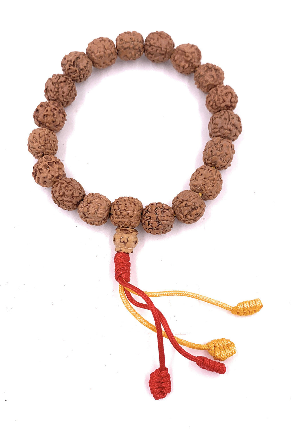 Light Color Rudraksha 18 Beads Wrist Mala Bracelets Multi Color Tassel Free Pouch
