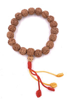 Light Color Rudraksha 18 Beads Wrist Mala Bracelets Multi Color Tassel Free Pouch