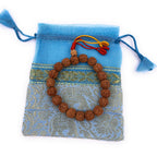 Light Color Rudraksha 18 Beads Wrist Mala Bracelets Multi Color Tassel Free Pouch