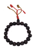 Dark Color Rudraksha 18 Beads Wrist Mala Bracelets Multi Color Tassel Free Pouch - DharmaObjects