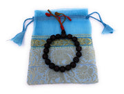 Dark Color Rudraksha 18 Beads Wrist Mala Bracelets Multi Color Tassel Free Pouch