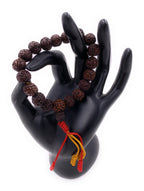 Dark Color Rudraksha 18 Beads Wrist Mala Bracelets Multi Color Tassel Free Pouch - DharmaObjects
