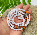 Tibetan Buddhist Mala / Rosary 108 Glass Beads/ Tibetan Silver Spacers / Free Mala Pouch - DharmaObjects