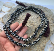 Tibetan Yin Yang DZI 108 Beads Bone Mala With Counter For Meditation and Yoga