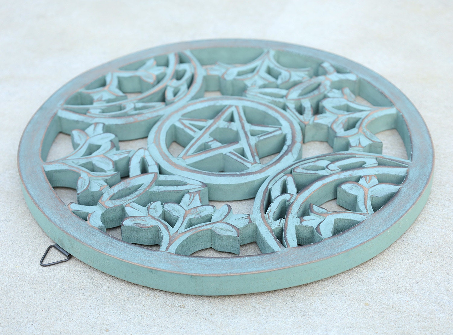 Handcrafted Triple Moon Decor For Home Blessings Protection Rustic Wall Mounted Art - DharmaObjects