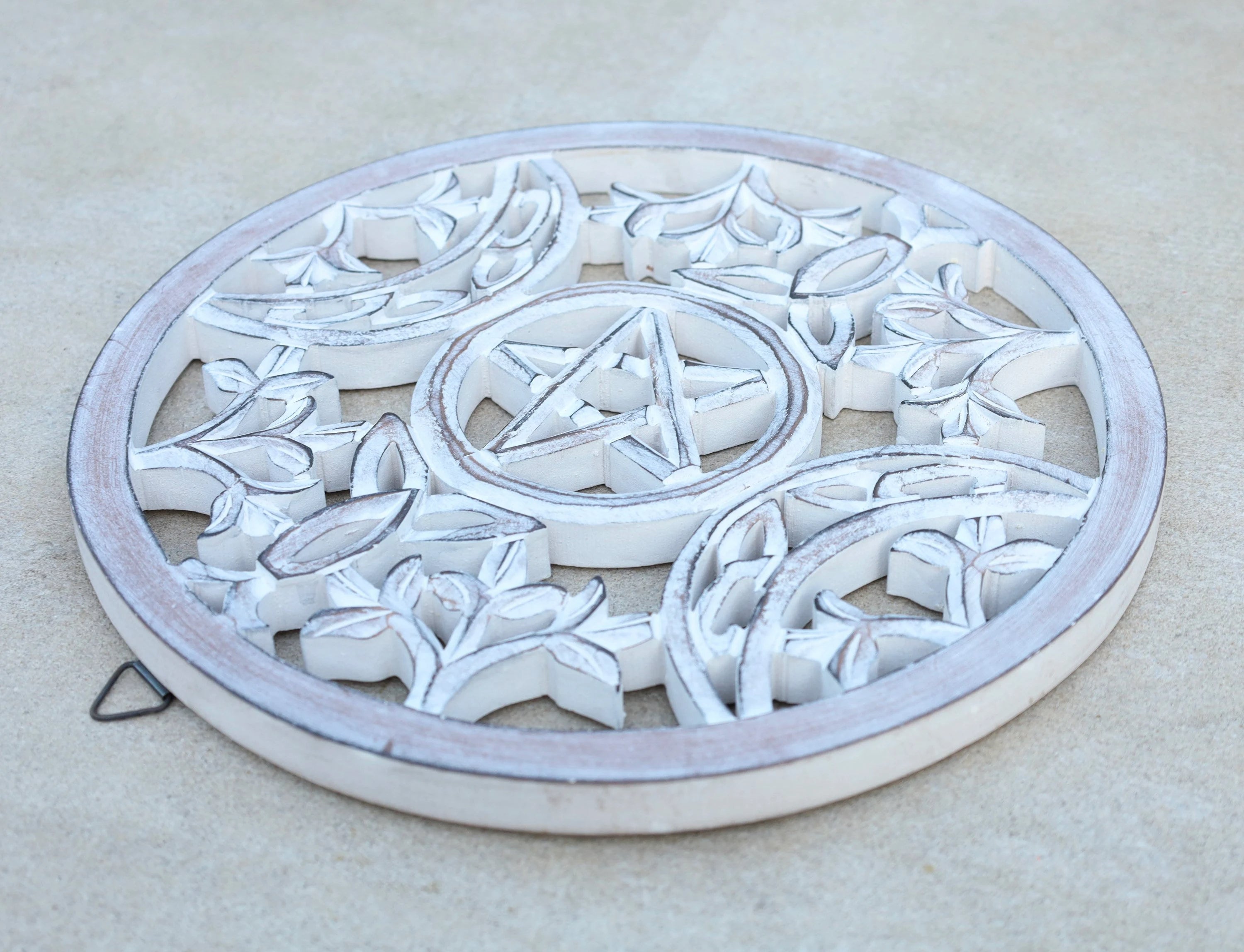 Handcrafted Triple Moon Decor For Home Blessings Protection Rustic Wall Mounted Art - DharmaObjects