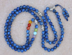Genuine Lapis Lazuli 108 Beads Mala – Buddhist Prayer Beads with Tibetan Silver Guru Bead & Om Mani Spacers