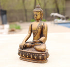 Buddha Statue Solid Brass Antique Finish Dhyana Mudra for Home Altar Shrine Meditation Room 8 Inches Tall