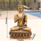 Blessing Buddha Statue Solid Brass for Home Altar Shrine Meditation Room 8 Inches Tall - DharmaObjects